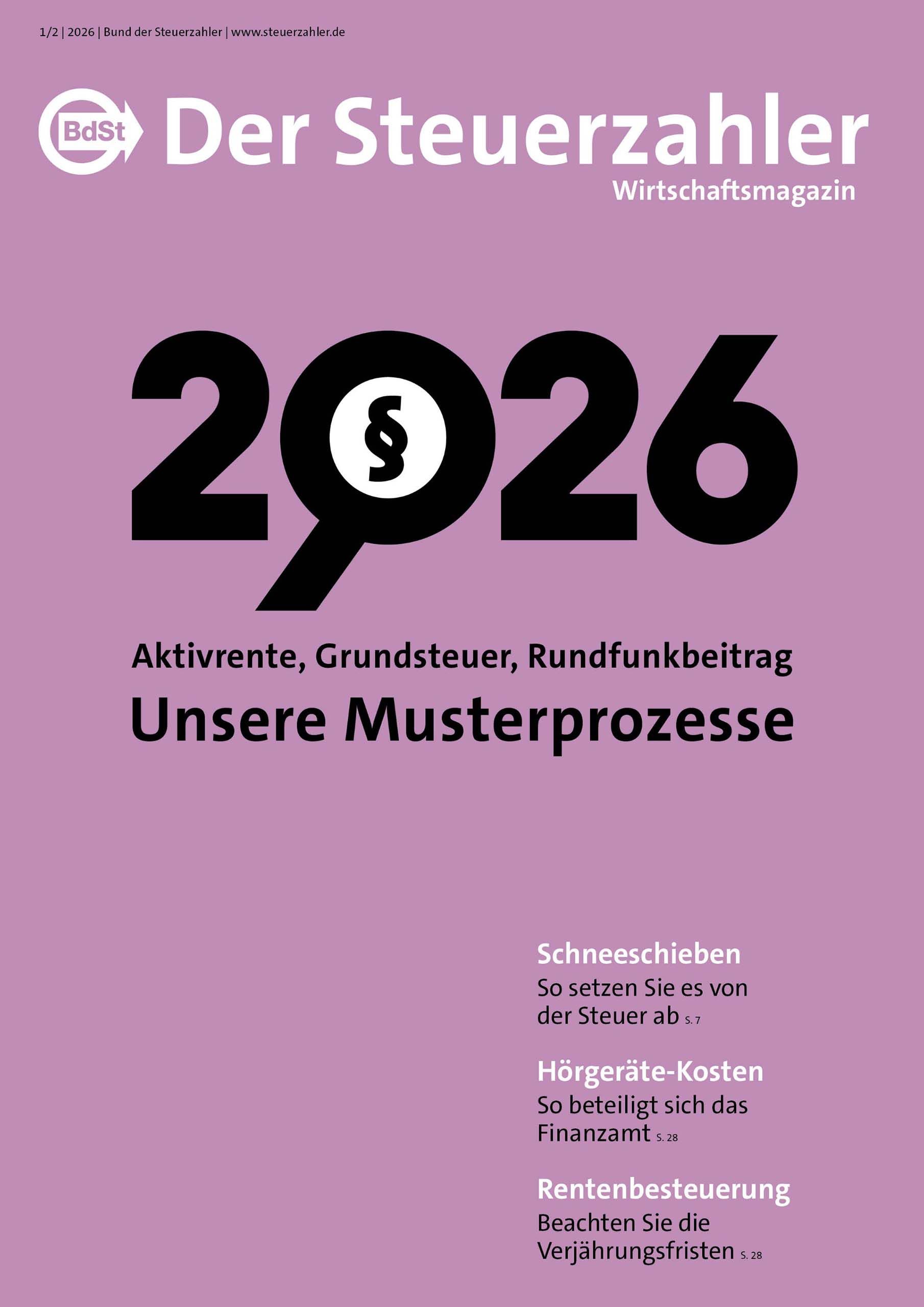 Cover Magazin: Der Steuerzahler, Ausgabe Januar/Februar 2026